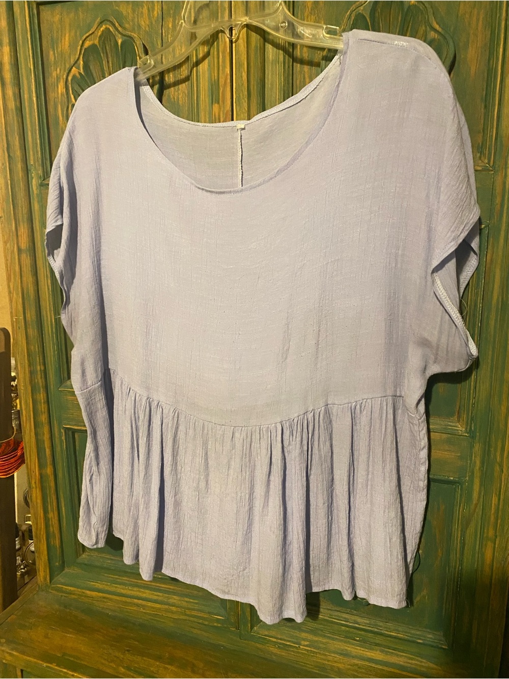 Light blue Peplum Women's Top - Soft Scoop Neck